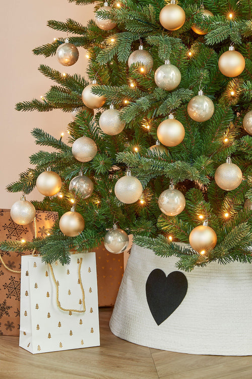 Mica Decorations Kerstboomrok met Hart - L50 x B50 x H26 cm - Papier, Vilt - Wit, Zwart - vtwonen shop