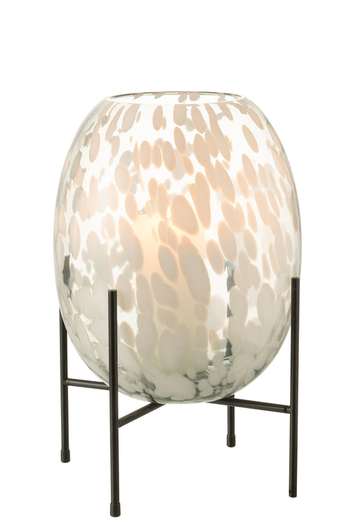 J-Line vaas Op Voet Spikkel - glas - grijs/wit - large - 37 cm hoog - vtwonen shop