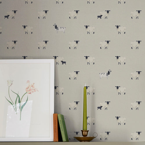 Sophie Allport Vliesbehang Kinderkamer - Sheep Off White