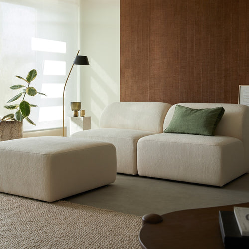 Tikamoon Voetenbank van ecrukleurige stof - Beige