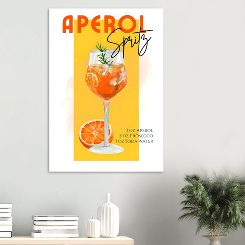 Artfulprints Poster met Lijst Aperol Spritz - Yellow   - A4 21x29.7 cm - Geel