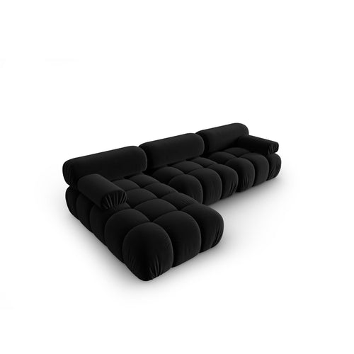 Cosmopolitan Design - Modulaire hoekbank links Cortina 4-zits, flueel zwart - 155x282x70cm
