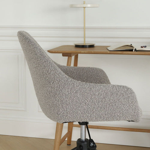 Nolon Nout-Mae Bureaustoel Bouclé Taupe - Armleuning - Zwart Onderstel