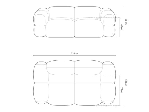 Cosmopolitan Design Bank Loretto 3-zits, structurele stof cappuccino - 100x210x68cm