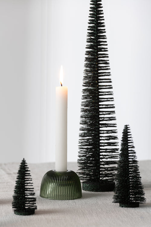 J-Line decoratie Kerstboom Glitter - kunststof - donkergroen - small