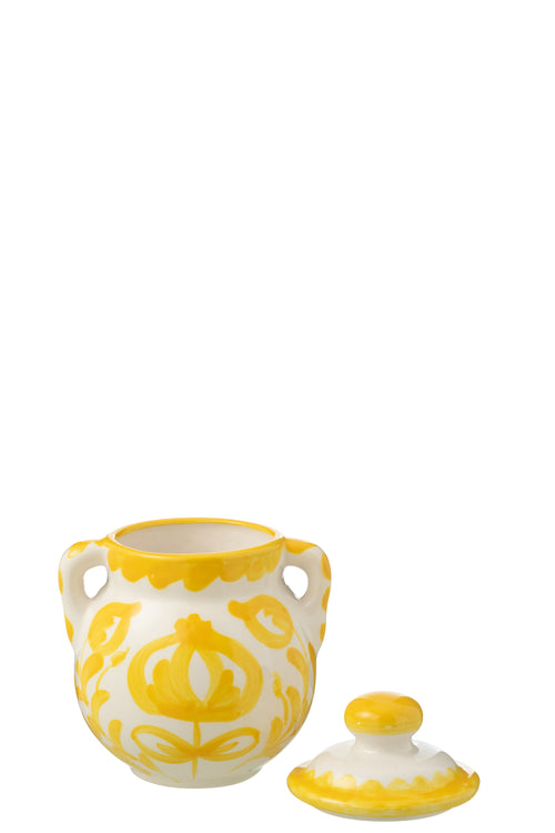 J-Line voorraadpot Granada - keramiek - wit/geel - vtwonen shop