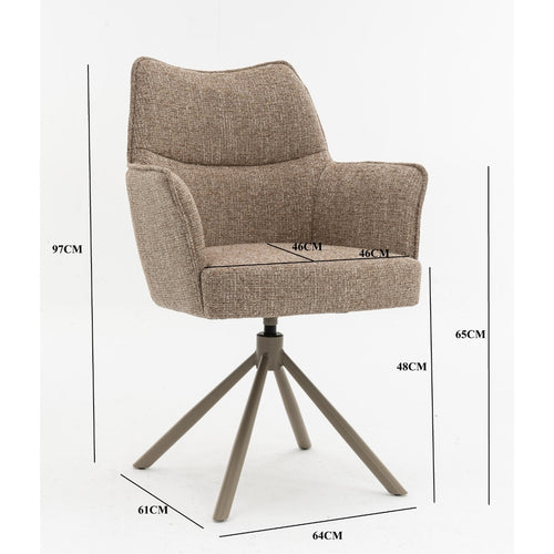 DÉJA Living Eetkamerstoel Zayn - Taupe/Taupe - Draaibaar - Set van 2 - vtwonen shop