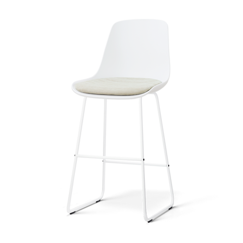 Nolon Nino-Liv Barkruk Wit met Naturelbeige Zitkussen Witte Poten 75Cm