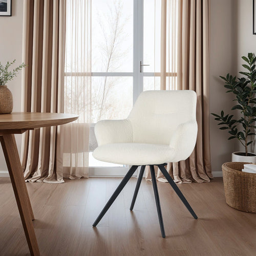 Livingfurn eetkamerstoel Doreen - boucle - wit - 2 stuks - vtwonen shop