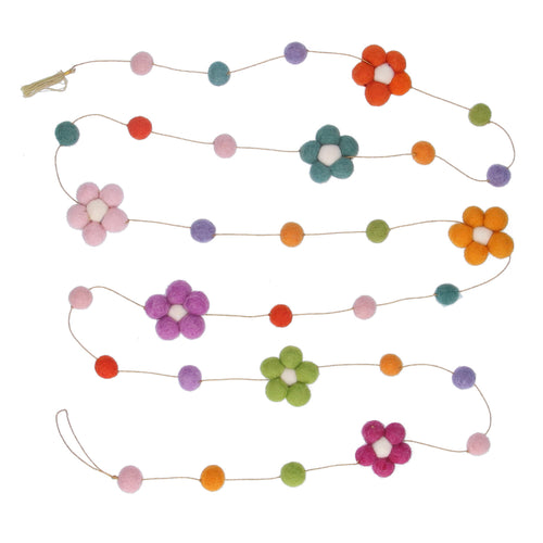 Return to Sender Slinger van Vilt met Bloemen en Pompoms - 2 Meter