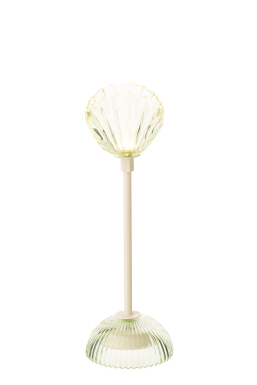 J-Line lamp Shell - ijzer - lichtgroen/wit - small - LED lichtjes