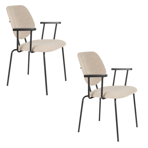 Housecraft Living Zelo Eetkamerstoelen  Armleuning Beige - Set van 2 - vtwonen shop