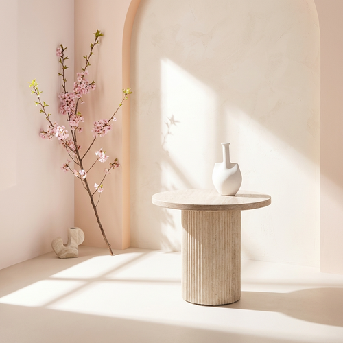 Rebellenclub  Junon Salontafel ø50 cm - Travertin