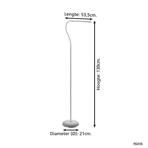 EGLO vloerlamp Laroa - led - 130 cm - wit - dimbaar - vtwonen shop