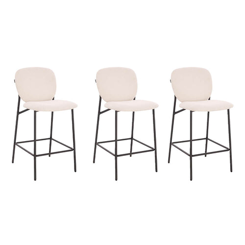 HOME DELUXE CELDA Bouclé Fluweel - Set van 3 Wit | Barstoelen