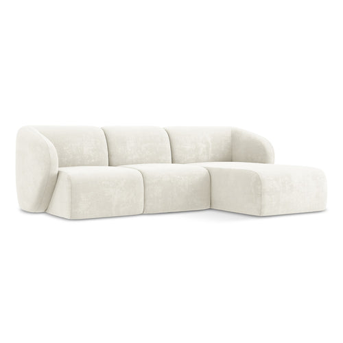 LaMiaSofa hoekbank rechts Cervo - chenille stof - wit - 248x166x89