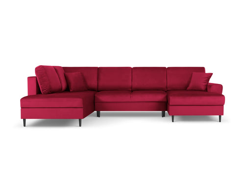 Cosmopolitan Design Links panoramische slaapbank met opbergdoos Kyoto 7-zits, flueel, rood - 194x313x88cm
