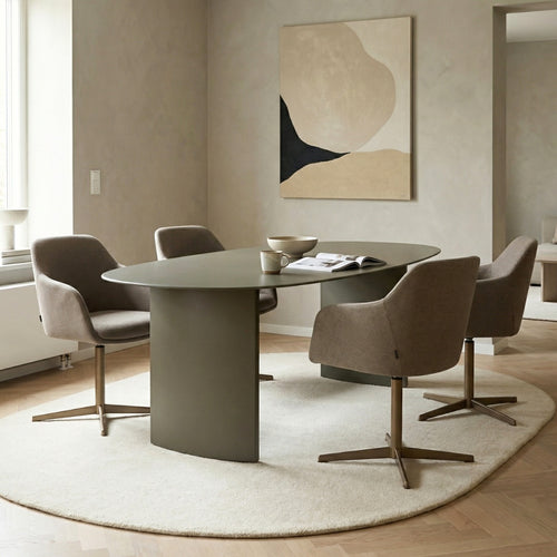 DÉJA Living Eettafel Dinand - Deens Ovaal Kaki Glas/MDF - 180x90x76cm