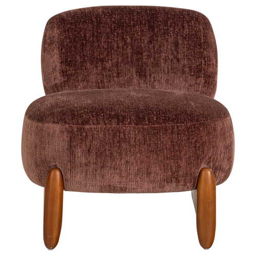 WOOOD fauteuil Runi - Hout/Velvet - Paars/Bruin - 69x64x72