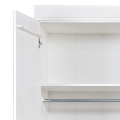 WOOOD kledingkast 3-deurs met lade Connect - Grenen - Wit - 195x140x53