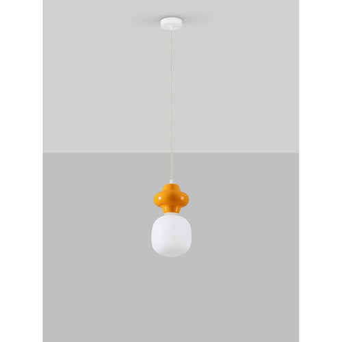 Nova Luce CLIO Korte, slanke hanglamp voor aan het plafond, oranje, mat wit, E14 fitting, 1x5W