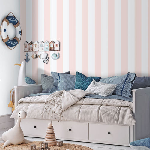 Sanders & Sanders behang strepen licht roze en wit - 53 cm x 10.05 m - 640656