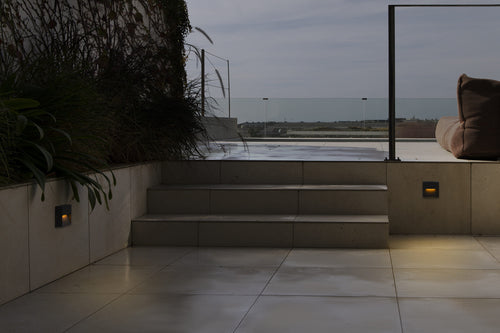 Faro Dune Dune Square LED buitenwandlamp, donkergrijs, IP65, kleurtemperatuur 2200-4000K