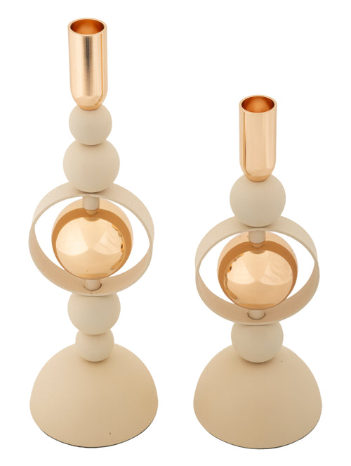 Mauro Ferretti kaarsenhouder - set van 2 - crème/goud