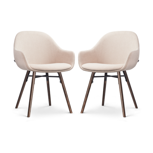 Nolon Nena-Mae Eetkamerstoelen Set van 2 - Beige - Walnoot - vtwonen shop