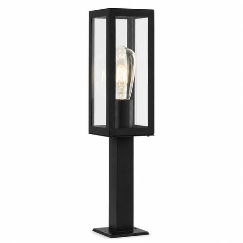 Searchlight Box - 1 Light Outdoor Tuinpaal Kort Zwart met Helder Glas IP44, E27