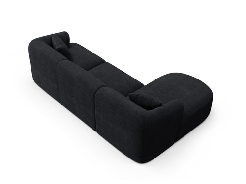 Cosmopolitan Design Modulaire hoekbank links Campi 4-zits, ribfluwelen zwart - 156x256x70cm