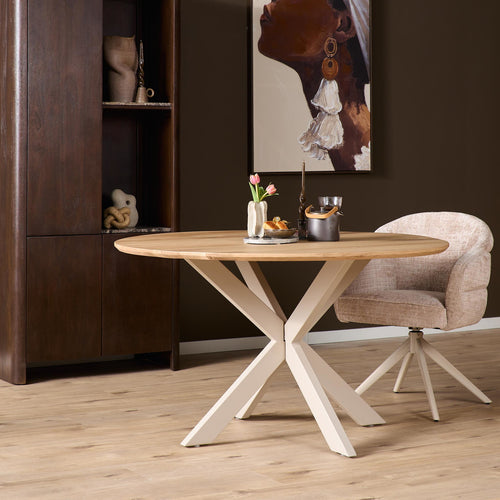 Starfurn Eettafel Ferris - Rond Zand/Eikenhout - Ø110x76cm