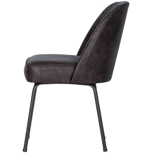 WOOOD eetkamerstoelen Vogue - Leer - Zwart - Set van 6