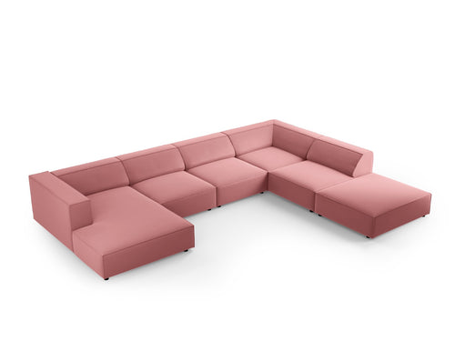 Cosmopolitan Design Panoramische hoekbank rechts Arendal 7-zits, flueel, zalm - 262x364x70cm