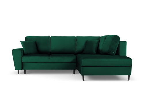 Cosmopolitan Design Converteerbare hoekbank rechts met opbergdoos Kyoto 5-zits, flueel, flessengroen - 194x243x88cm