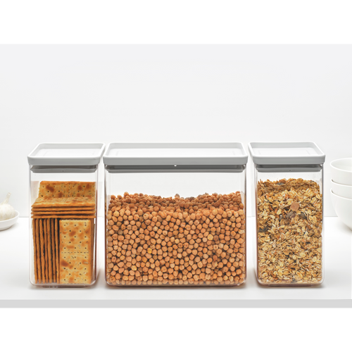 Brabantia Tasty+ Voorraadbussen stapelbaar 1,6 + 1,6 + 3,5 liter - Light Grey - vtwonen shop