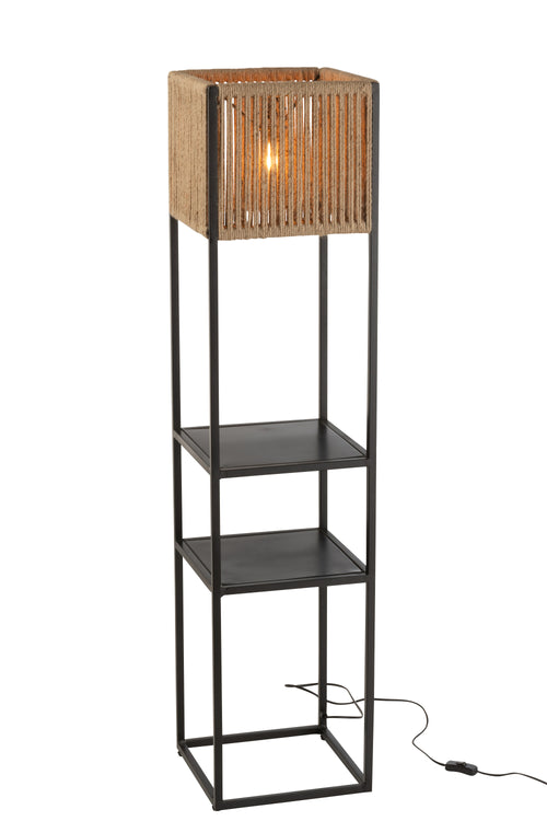 J-Line vloerlamp Vierkant - ijzer/jute - naturel/zwart - vtwonen shop