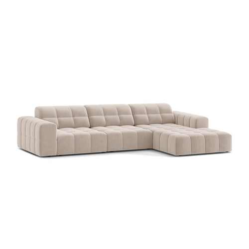 Cosmopolitan Design - Rechter hoekbank Chicago 4-zits, flueel lichtbeige - 167x294x78cm