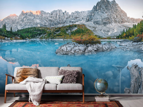 Sanders & Sanders fotobehang alpen landschap blauw en groen - 400 x 250 cm - 612482