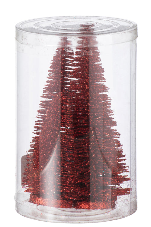 J-Line decoratie Kerstboom Glitter - kunststof - rood - doos van 4 - vtwonen shop