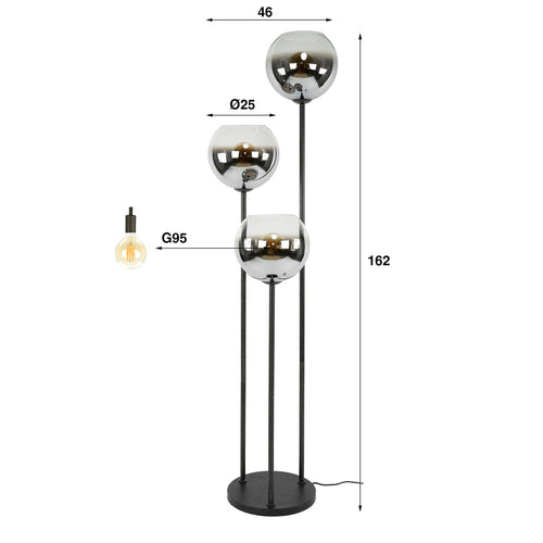 Giga Meubel Vloerlamp Bubble - Zwart - 3-Lichts - 46x46x162cm - vtwonen shop