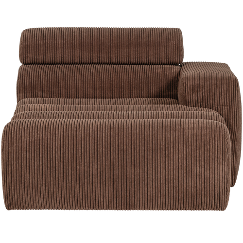 WOOOD chaise longue element arm rechts Novi - Ribstof - Mokkabruin - 86x109x173 - vtwonen shop