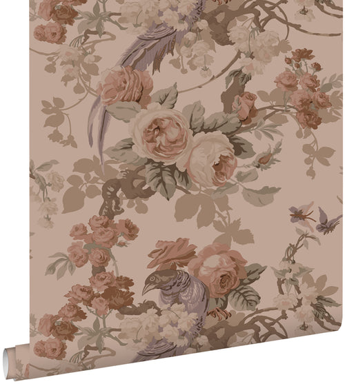 ESTAhome behang bloemen en vogels oudroze - 50 x 900 cm - 139809 - vtwonen shop
