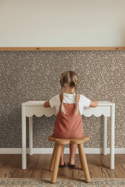 ESTAhome behang bloemetjes taupe - 50 x 900 cm - 139882