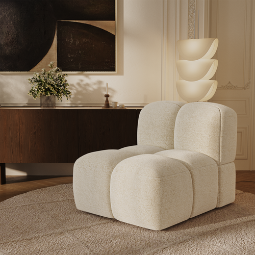 Sia Home - Modulaire fauteuil NUBI - Fluweel met structuur - Crème - 78cm