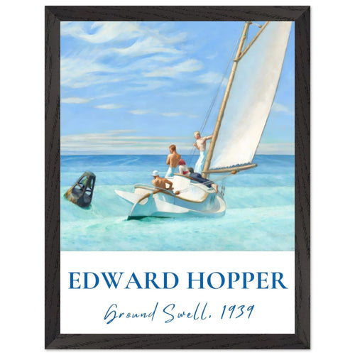 Artfulprints Poster met Lijst Edward Hopper - Ground swell   - 30x40 cm - Blauw