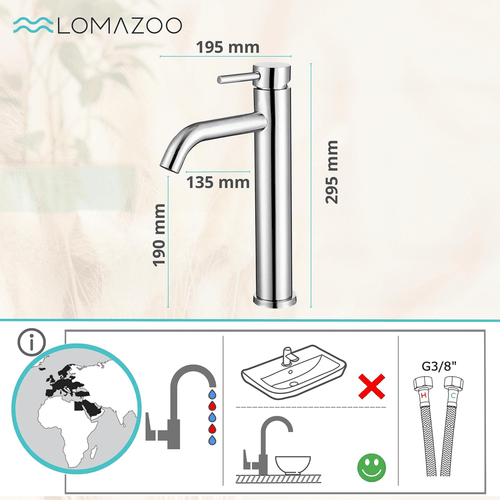 LOMAZOO wastafelkraan Nemesis - mengkraan - chroom