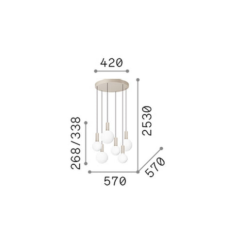 Ideal Lux ODEON Hanglamp met cluster, wit, 6x LED, 5500lm, 3000K
