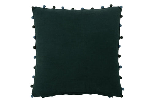 J-Line kussen Bladeren + Bloemen Vierkant - viscose - donkergroen/turquoise