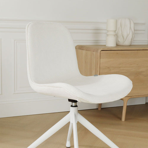 Nolon Nola-Fé Eetkamerstoel Rib Crème - Draaibaar Wit Onderstel - vtwonen shop